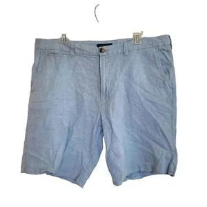 Broletto Men's Light Blue Linen/Cotton Flat Front Chino Shorts